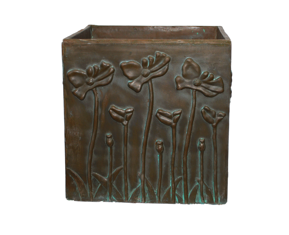16 Inch Cast Bronze Square Planter - Decorative Planters